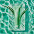 A tube of aloe gel that includes aloe vera leaves in background and a green color scheme, evoking the theme of sun care and relaxation.