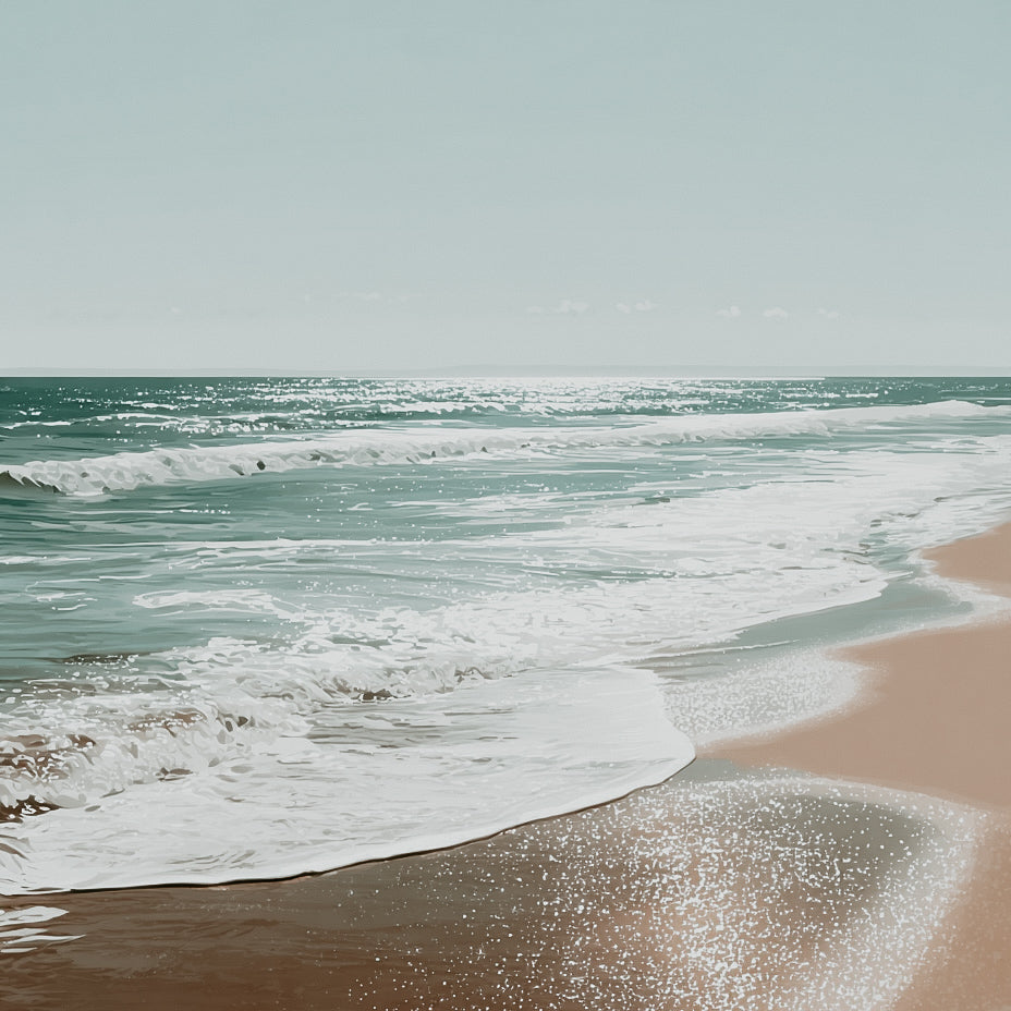 Beach with waves crashing onto the shore
