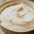 Close-up of a bowl filled with creamy white substance