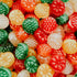 A colorful assortment of italian hard candies with a variety of fruit flavors.