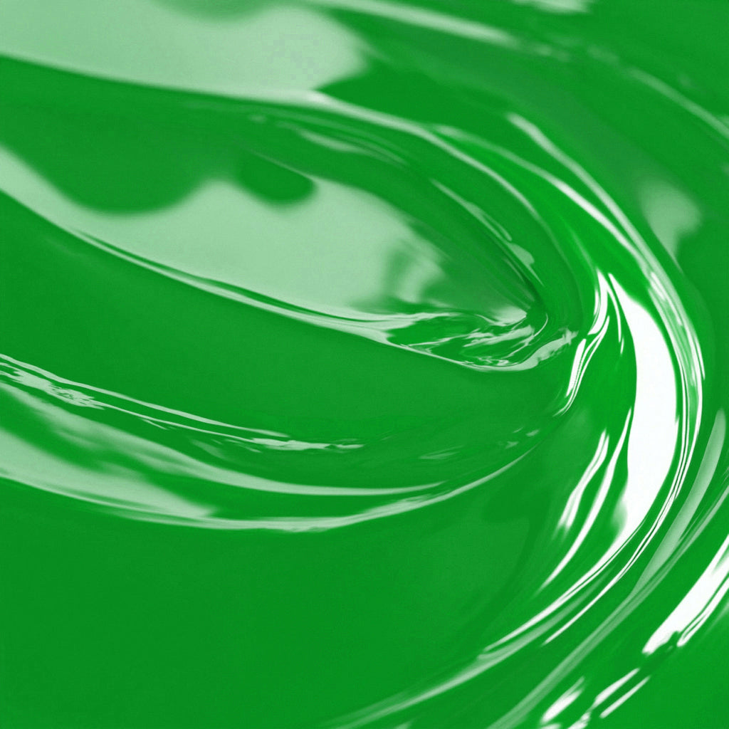 Close-up view of a fluorescent green liquid candle dye.