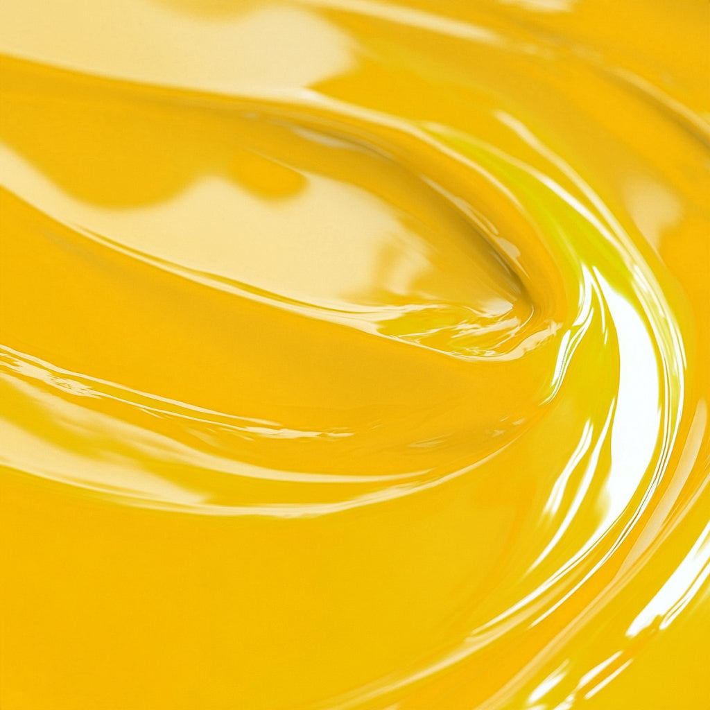 A close-up image of a lemon yellow colored liquid candle dye by Sozo Essentials.