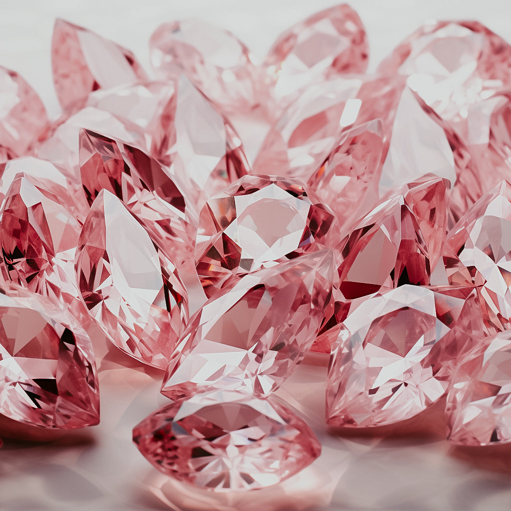 A collection of pink diamonds arranged together.