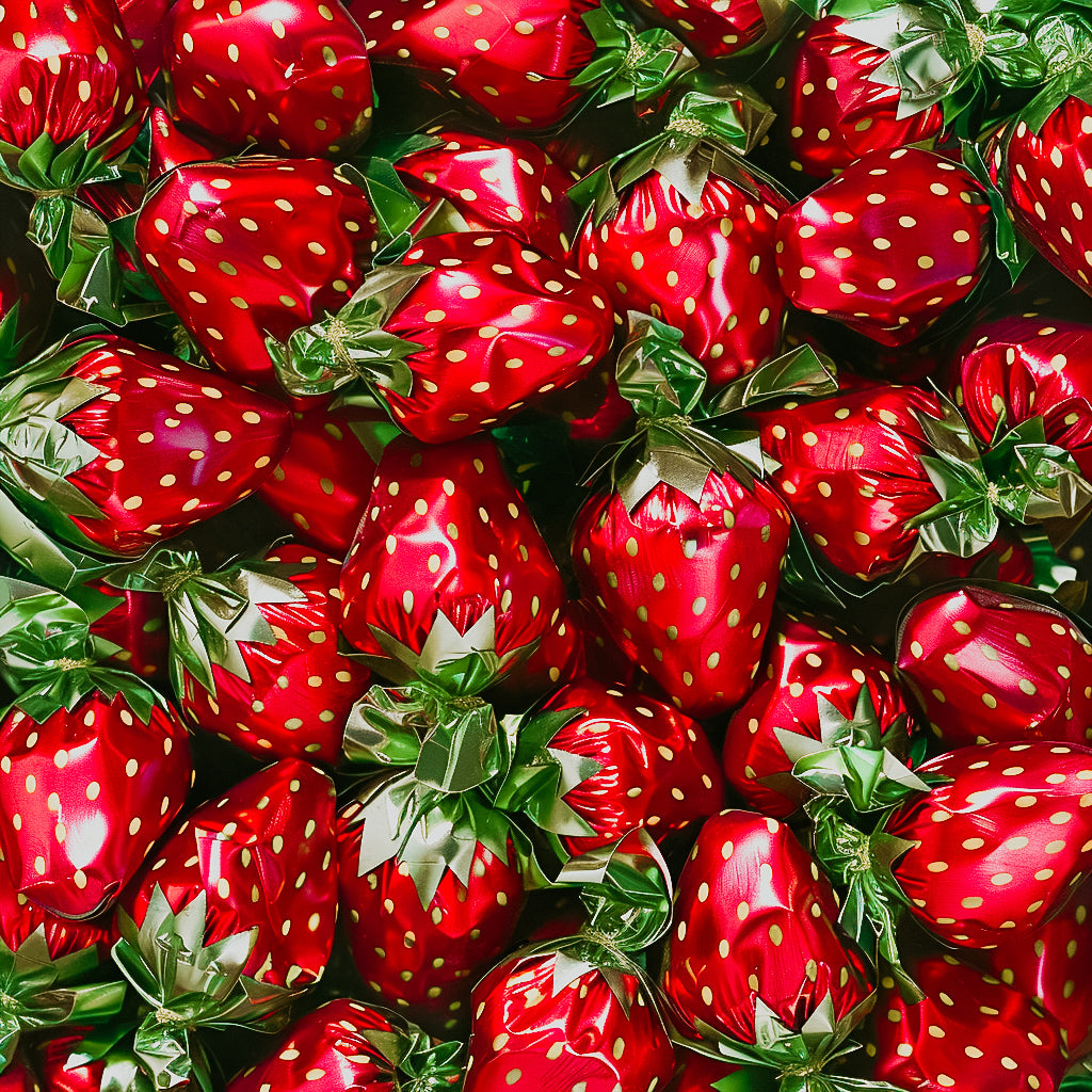 A close-up image strawberry bon bon candy