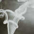 A photo of swirling white smoke against a dark background, reminiscent of smoke from a fire or incense.